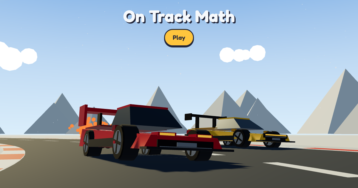 Two low-poly race cars on a mountain road